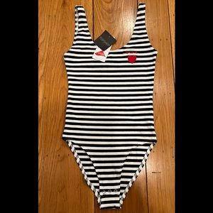 NWT Topshop Sleeveless Bodysuit Navy/White Stripes Amour - Size 2